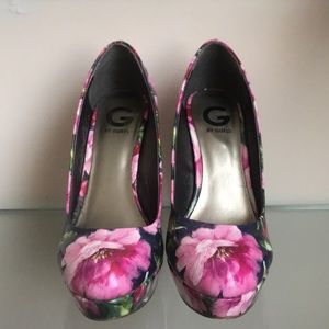 Guess Floral Heels Like New!